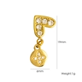 Orecchino a L con strass e pendente rotondo dorato con una dimensione di 19 mm - Targhetta Rotonda Lettera L in Strass (YTE2411008-14)