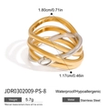 Two-tone intertwined stainless steel ring with elegant gold and silver finish style - Multi-Layer Wrap Two-Tone Ring(JDR0302009-PS-8)