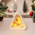 Vintage Weihnachtslaterne mit Schneemann-Motiv und warmem LED-Licht im weißen Rahmen - Dreieck Weiß Schneemann
