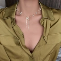 Gold Bow Tassel Necklace
