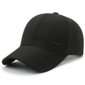Classic black cotton baseball cap for men with a metallic FASHION side plaque - Adjustable / Black