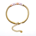 Gold snake chain bracelet featuring multicolored zirconia stones and adjustable clasp - Gold Multicolor Zircon Snake Chain (C105)
