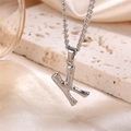 Silver letter K pendant necklace with textured lava finish and twisted metal chain - Steel Letter K (Pendant Only)