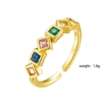 Anello aperto incrociato dorato con zirconi colorati, peso 1.8g gioielli eleganti donna - Stile a Cinque Pietre Colorate (253)