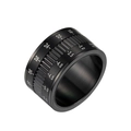 Bague rotative de 12 mm en acier titane avec échelles gravées style objectif photo - US 6 / Noir