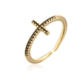 18K gold-plated cross open ring for women with micro-paved black zircon stones - Adjustable Open / Gold Pave Black Cross (Micro-set Zirconia)(12085) / Gold
