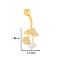 Golden cherry belly button ring with sparkling rhinestones and dimension markings - Cherry Style (7#) / Gold