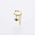 Golden S925 silver ear cuff with blue star pendant and fine chains, sold per piece - 35012-S925 Gold Star Blue Stone Chain Single