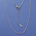 Polished silver stainless steel snake chain necklace with lobster clasp and adjustable link - 1mm 45+5cm / Steel