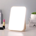 Minimalist beige square desktop makeup mirror for student dorms in a lifestyle setting - Large Thickened (21.5*14.8*1.6cm) / Nordic Beige