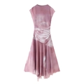 Pink tie-dye sleeveless slim fit mesh dress with ruching and asymmetrical hemline - S / Pink