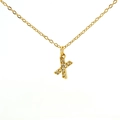 Golden stainless steel necklace featuring a crystal-studded letter X pendant for women - Gold Letter X