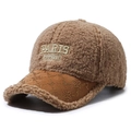 Cappellino teddy marrone con ricamo Paris dorato e dettagli a stella glitterati - Regolabile / Beige Scuro