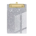 Silver-purple glitter clipboard featuring a gold metal clip and a smooth rectangular finish - Glitter - Silver