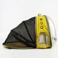 Expandable yellow pet backpack with transparent space capsule window and black mesh - Yellow with Black Extension