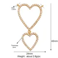 Detailed view of gold plated double heart pendant with cubic zirconia inlay dimensions - Double Layer Hollow Zircon Heart / Gold