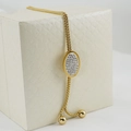18K vergoldete Edelstahl Pulloverkette mit Kristallanhänger auf einer Geschenkbox - Ovaler Strass-Stil (ZYG205)