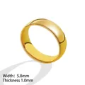 Anello in acciaio al titanio oro 18K lucidato, larghezza 5,8mm e spessore 1,0mm - US 9 / Versione Larga Oro