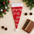 Gorro de Navidad de terciopelo rojo con bordado HO HO HO y adornos festivos - Estilo de Texto