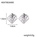 Macro shot of silver-colored square earrings featuring a classic woven pattern texture - Small Square Weave Style (BE47983AW0)