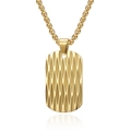 Ciondolo piastrina militare dorata con texture a diamante e catena box su sfondo bianco - Pendente Singolo Oro