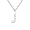 Elegant silver titanium steel necklace featuring a letter J pendant with inlaid white pearls - Letter J / Steel Color