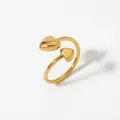 Minimalistischer goldener offener Ring mit 3D-Herzanhängern und glänzendem Finish - Goldener Herzring (B574) / Gold