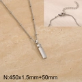Silver rectangular pillar pendant necklace in stainless steel with lobster clasp - Silver Letter I (KN287056-Z)