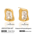 Klassieke 18K vergulde roestvrijstalen vierkante oorbellen met heldere zirkonia - 1.70x1.16cm / Rechthoekige Heldere Strass (JDE0107004-WT)