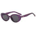 Lunettes de soleil ovales œil-de-chat, monture violette transparente et étoiles - Violet