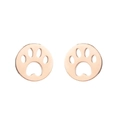 Cute minimalist rose gold bear paw stud earrings in stainless steel on white background - Rose Gold
