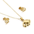 Set di gioielli con elefante dorato minimalista con collana e orecchini con piccolo diamante - Oro (KS132955-K)