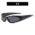 Y2K cyber futuristic sunglasses in glossy black finish with dark grey lenses - Bright Black