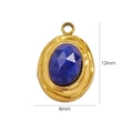 Oval 14K gold-plated pendant with faceted blue natural stone inlay measuring 12x8mm - Lapis Lazuli