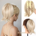 Detailed view of light blonde claw clip ponytail hairpiece with natural wavy texture - Apricot-85H88