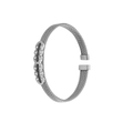 Bracciale rigido a triplo cavo in acciaio inossidabile con accenti in zirconi bianchi - Color Acciaio