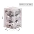 Set di 12 palline di Natale argento con finiture glitterate e opache in scatola - 4cm (Confezione da 12) / Argento