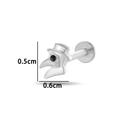 Zilveren pestdokter masker oorknopje met zwarte edelsteen en 0,6 cm labret staafje - Pestmeester Masker Stijl (T2510-2#银)