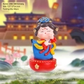 Traditional Tang Dynasty style tumbler figurine Nishang version with red and blue dress - 36B Dancing Medium / Ancient Style Ornament Series