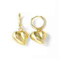 Pendientes de corazón bañados en oro de 18k con corazones 3D en aros dorados - Estilo A-Corazón 3D Liso
