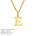 Hoogwaardige 14K vergulde roestvrijstalen ketting met letter E alfabet hanger goud - Letterstijl(E) (CDNP014) / Goud