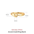 925 silver ring setting with oval 3x4mm stone mount in matte ancient gold finish - 3x4mm / Antique Gold