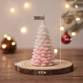 Pink gradient Christmas tree scented candle measuring 9.5cm height for holiday decor - Pink Cedar Tree (White Peach Oolong)