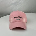 Klassische rosa Baseballkappe mit New York Stickerei und stilvollem Vintage-Look - Einheitsgröße (58-60cm) / Rosa