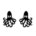 Minimalist black octopus stud earrings for women in a sleek stainless steel finish - Octopus / Black