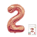 Rose gold 40 inch number 2 foil balloon with metallic finish for birthday party decor - 40-inch Rose Gold 2 With Paper Card