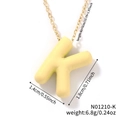 Letter K pendant necklace in matte gold finish with dimensions and weight specs - Letter K (N01210-K)