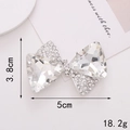 Silver bow pendant with sparkling rhinestones, 5cm width detail for DIY accessories - Alloy / D001 White Crystal Triangle Bow