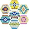 DIY diamond painting coaster set with 6 hexagonal mandala patterns and black metal holder - XIN034 Hexagon / No Stand/OPP Bag