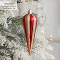 Christmas tree ornament with red and gold stripes, droplet shape with glitter finish - Tapered Pendant